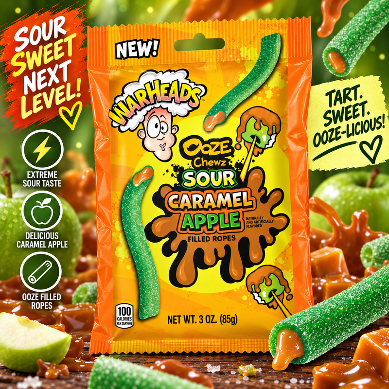 Warheads - Sour Chewy Candy "Ooze Chewz Sour Caramel Apple" (85 g)