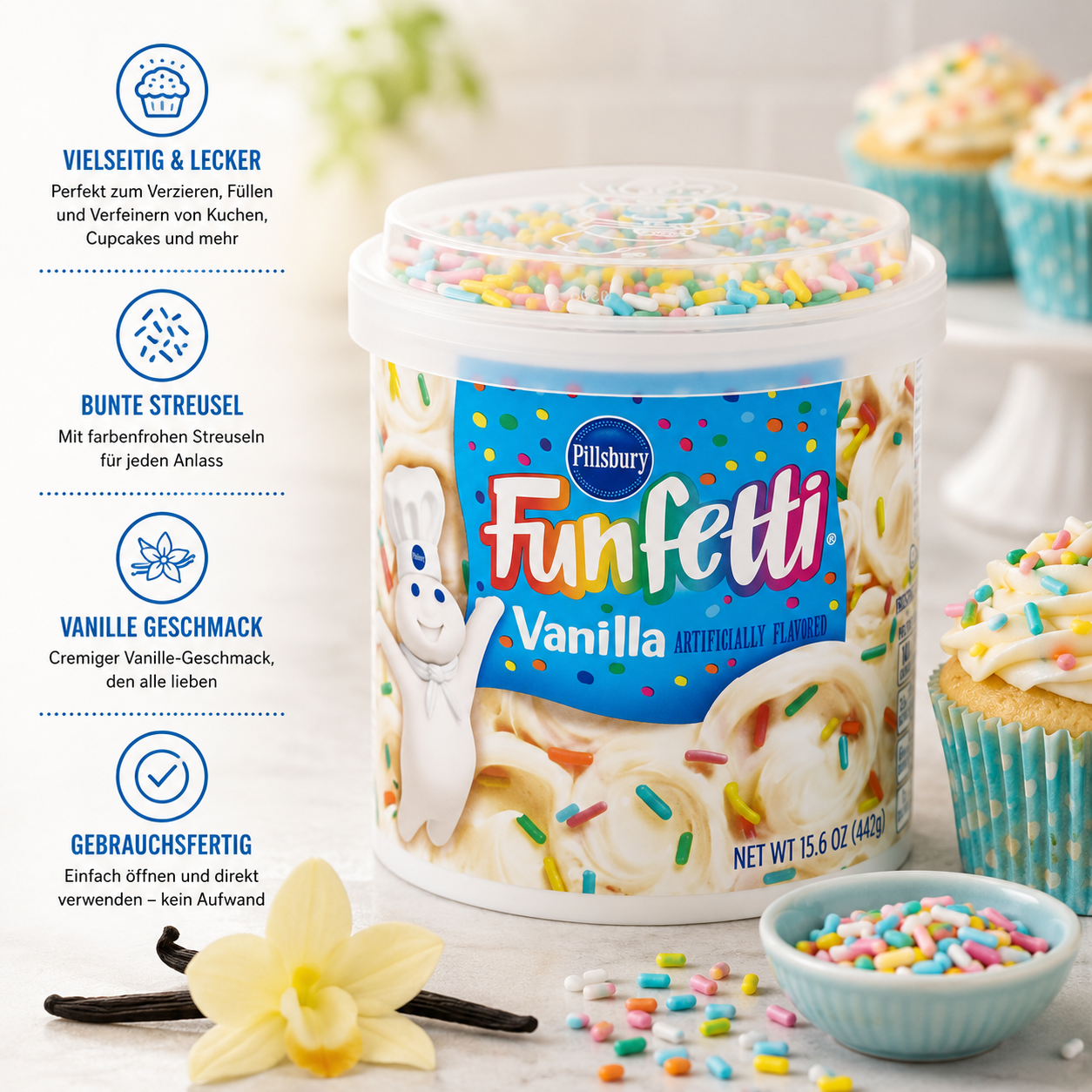 Pillsbury Funfetti - Frosting "Vanilla" (442 g)