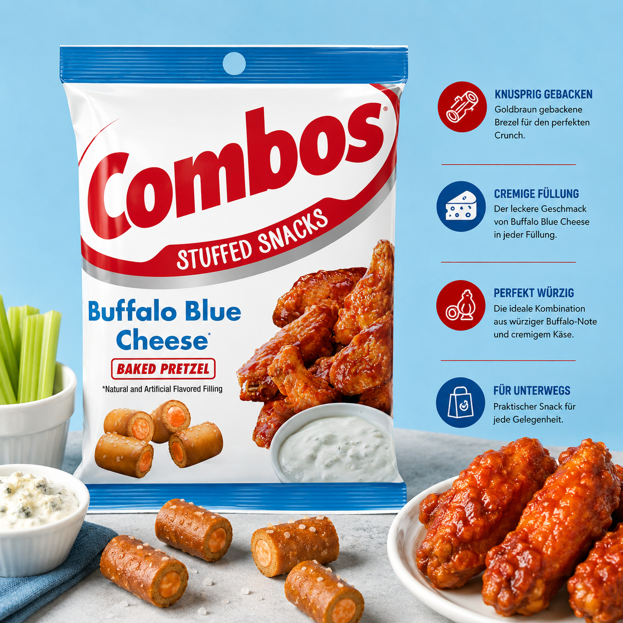 Combos - Stuffed Baked Pretzel "Buffalo Blue Cheese" (178,6 g)