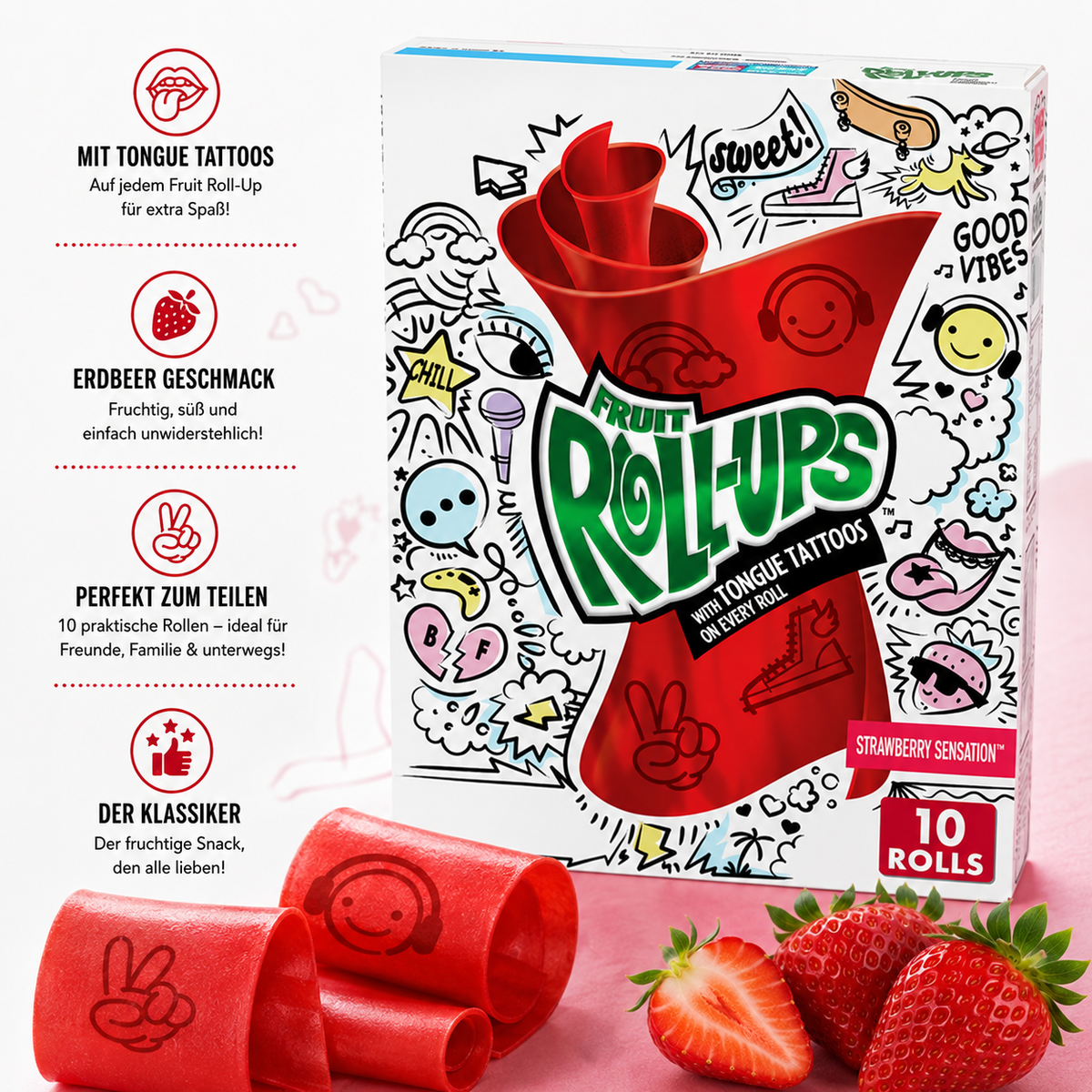 Betty Crocker - Fruit Roll-Ups "Strawberry Sensation" (141 g)