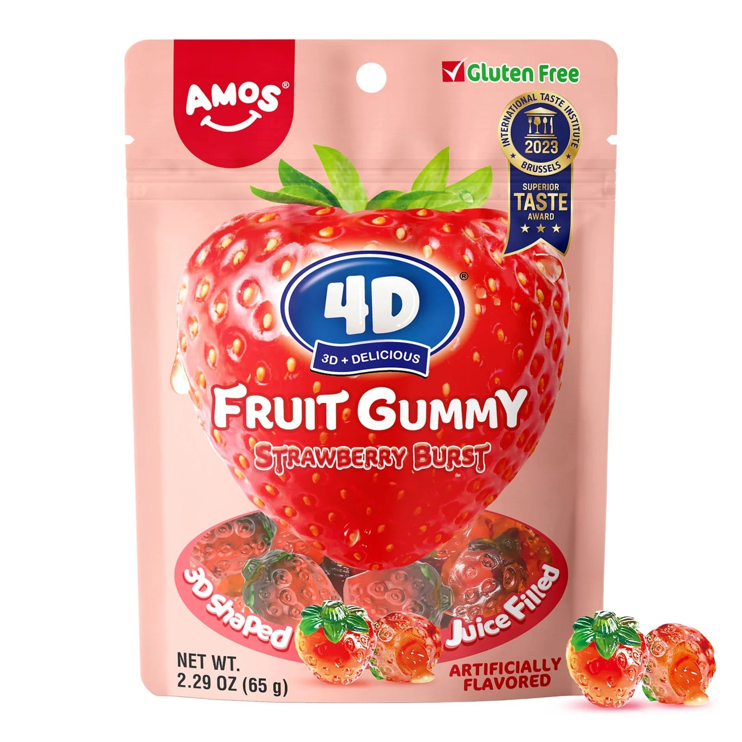 AMOS - 4D Fruit Gummy "Strawberry Burst" (65g)