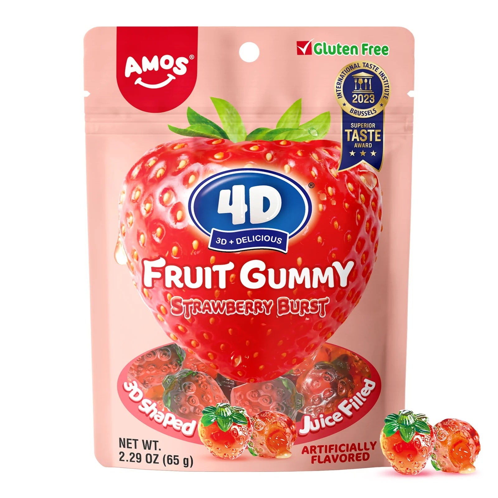 AMOS - 4D Fruit Gummy "Strawberry Burst" (65g)