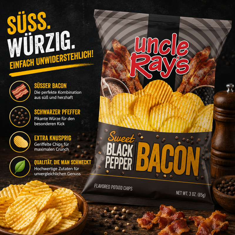 Uncle Ray's - Chips "Sweet Black Pepper Bacon" (85g)