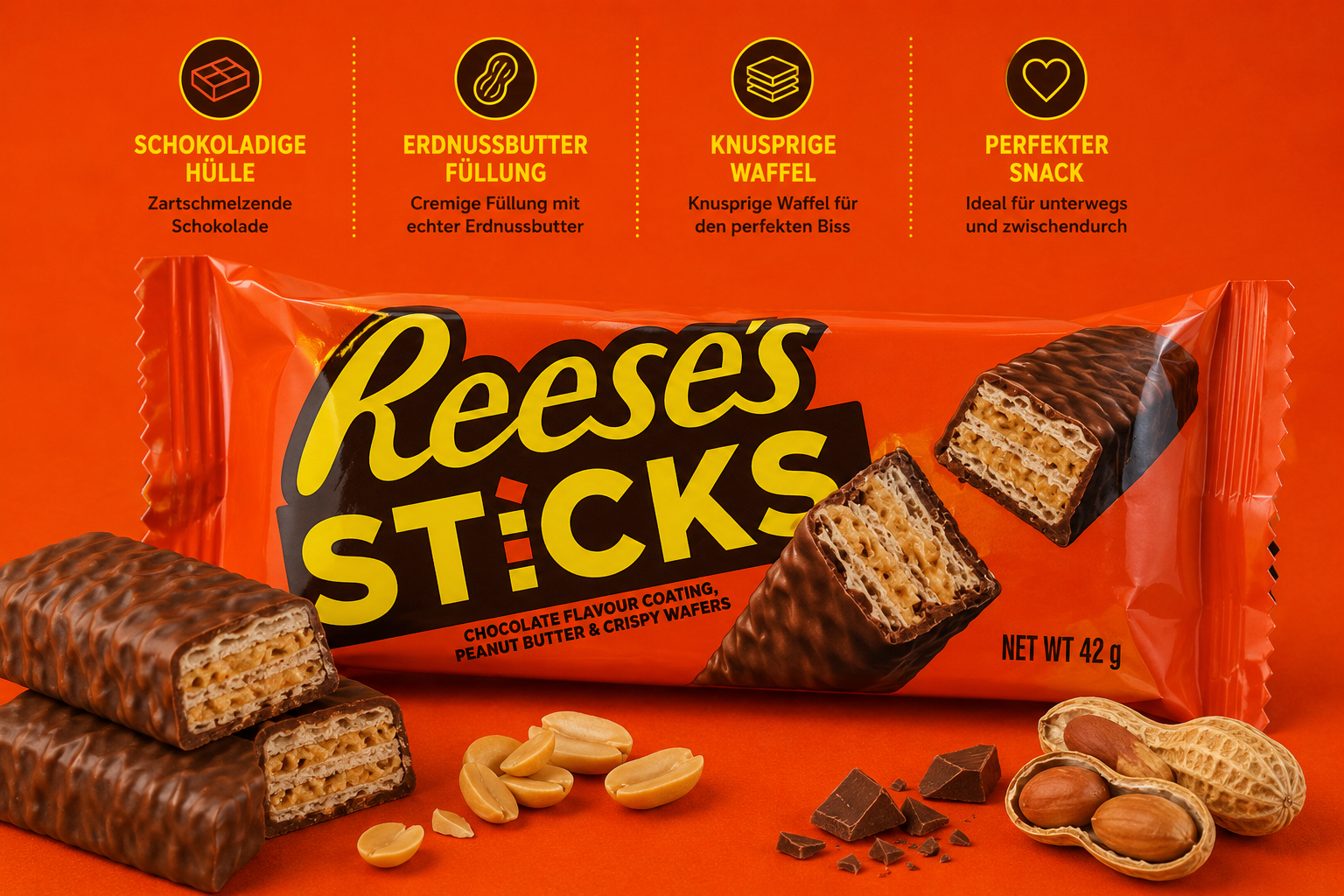 Reese's Sticks Peanut Butter & Wafer Riegel 42 g