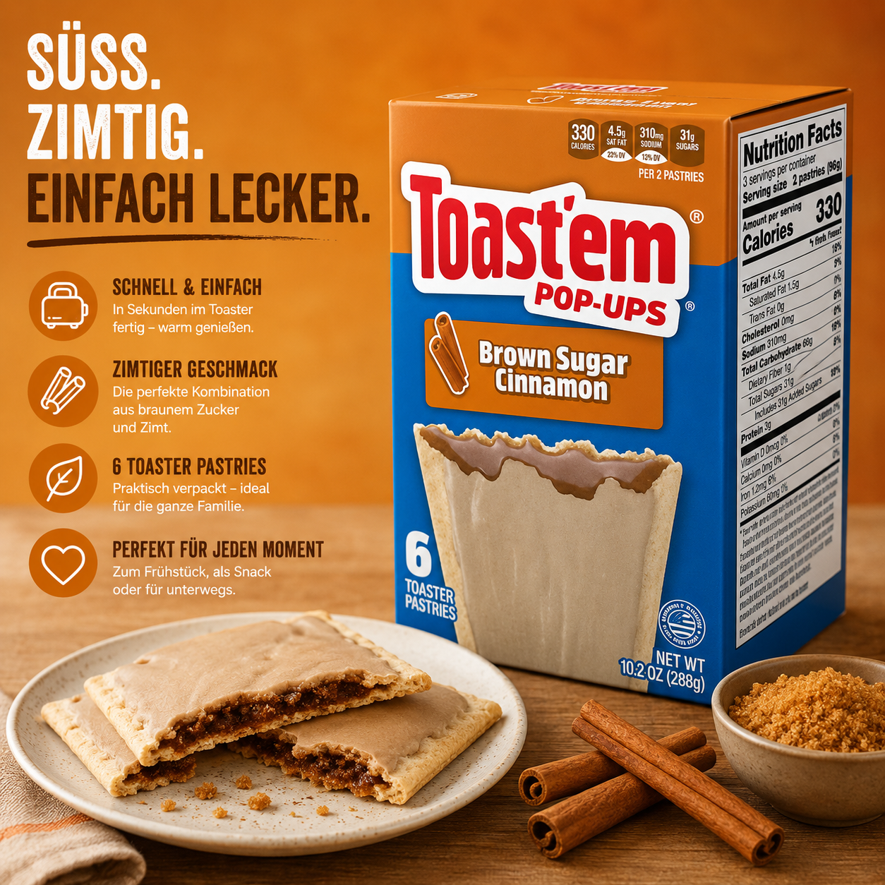 Toast'em - Pop-Ups "Brown Sugar Cinnamon" (288 g)