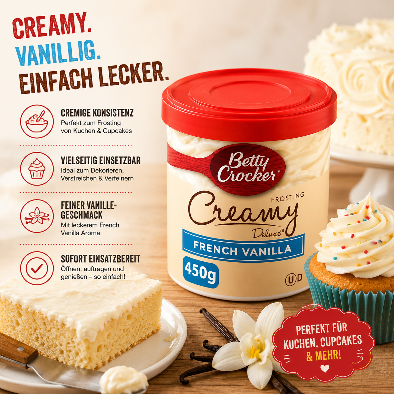 Betty Crocker - Frosting Creamy Deluxe "French Vanilla" (450 g)