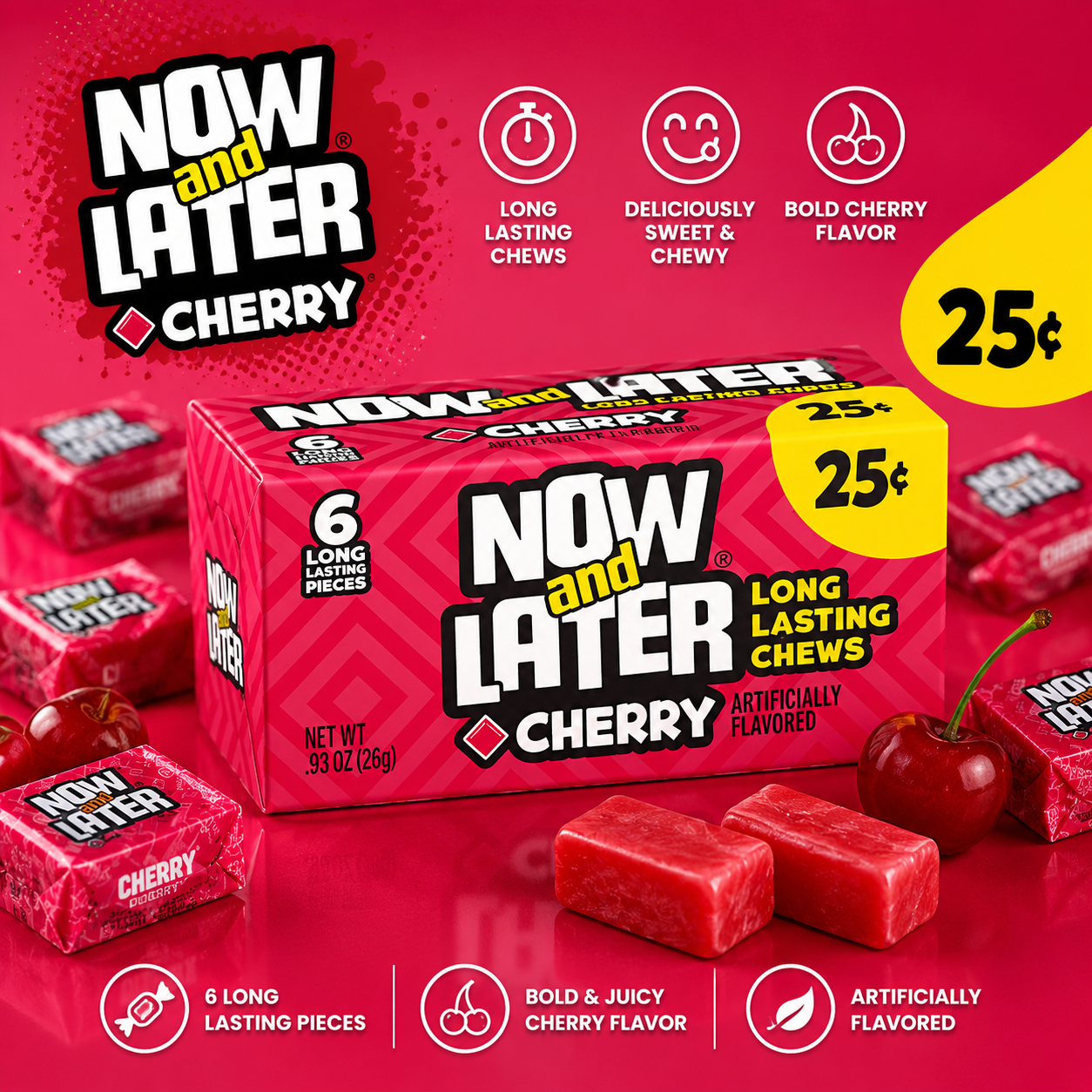 Now and Later - the long lasting chew - "Cherry" (26 g)