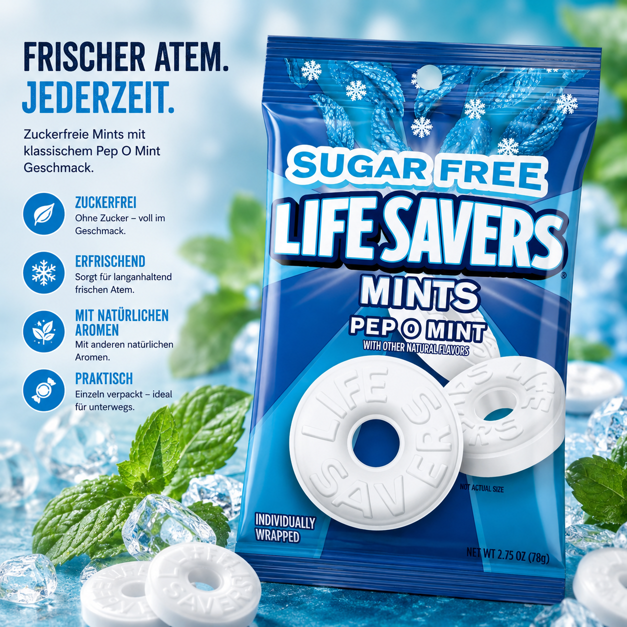 LifeSavers SUGAR FREE - Mints "Pep-o-Mint" (78 g)