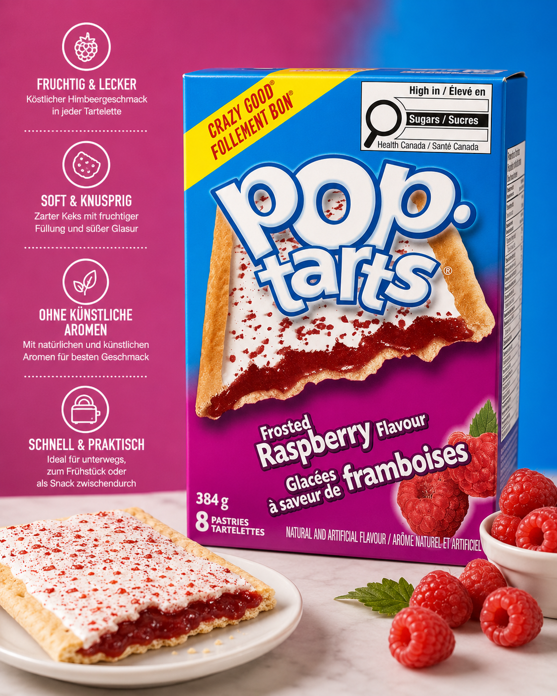 Kellogg's - Pop-Tarts "Frosted Raspberry" (384 g)