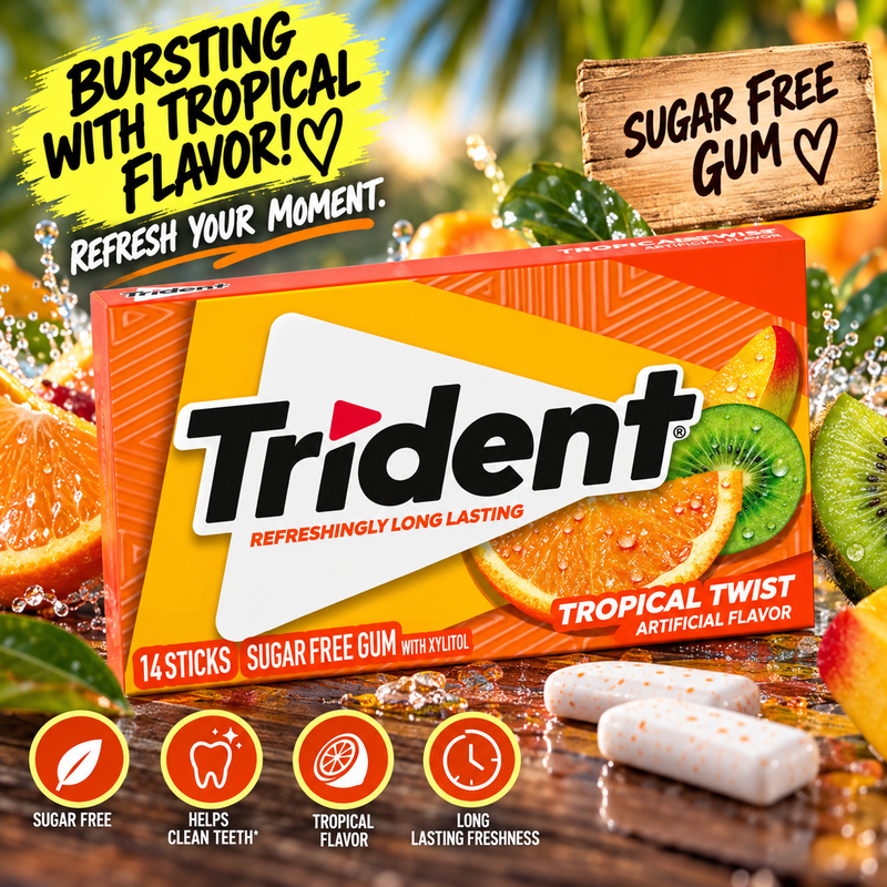 Trident - Sugar Free Gum "Tropical Twist" (26,6 g)