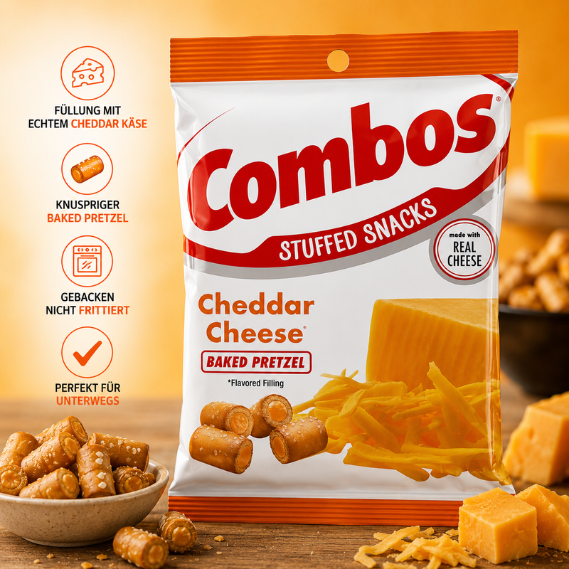Combos - Stuffed Snacks Baked Pretzel "Cheddar Cheese" (178,6 g)