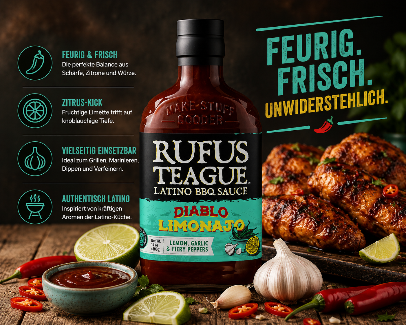 RUFUS TEAGUE - BBQ-Sauce "Diablo Limonajo" (396 g)