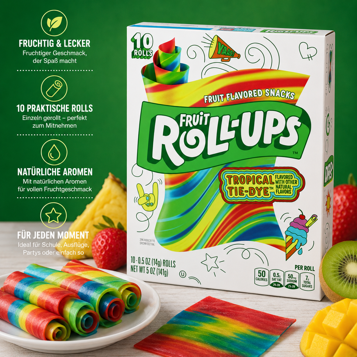Betty Crocker - Fruit Roll-Ups "Tropical Tie-Dye" (141 g)