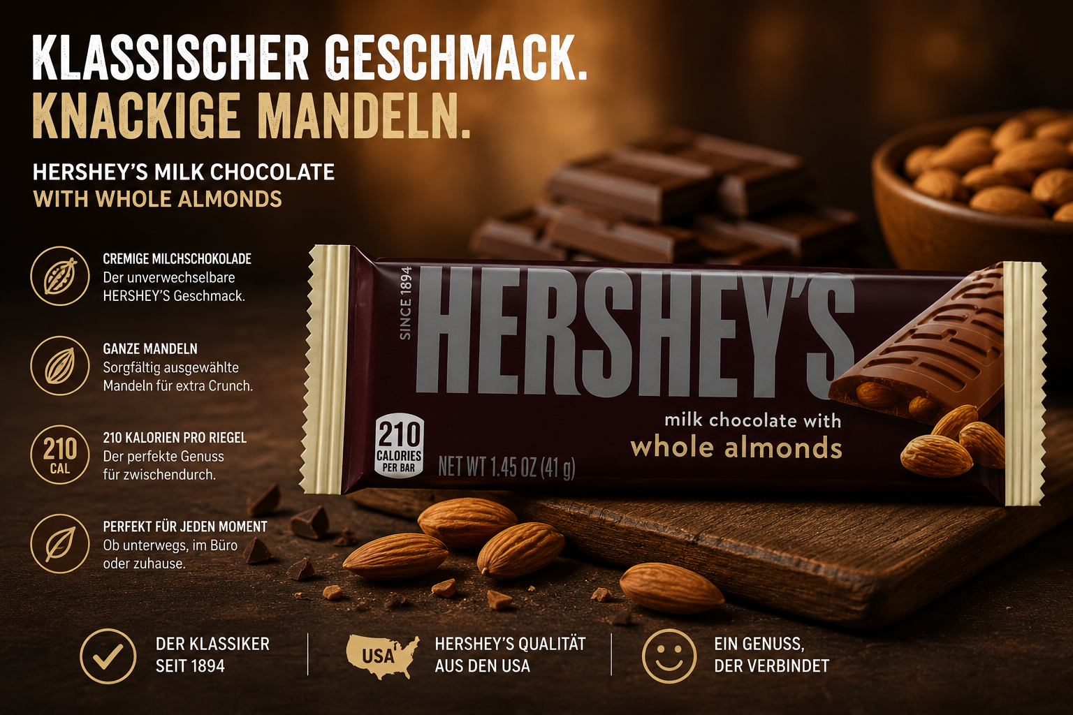 Hershey's - Chocolate Bar "with whole almonds" (41 g)