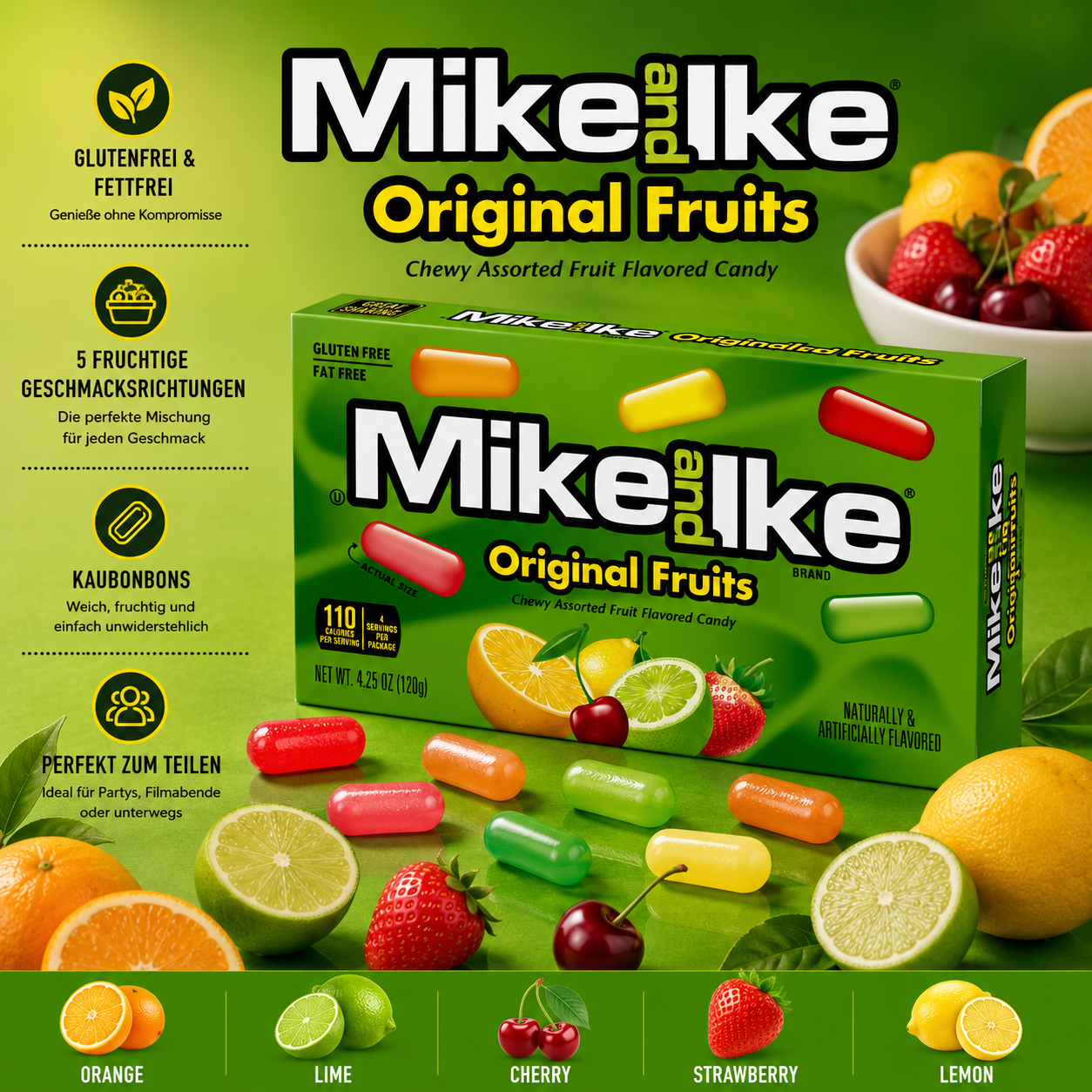 Mike and Ike - Chewy Flavored Candy "Original Fruits" (120 g)