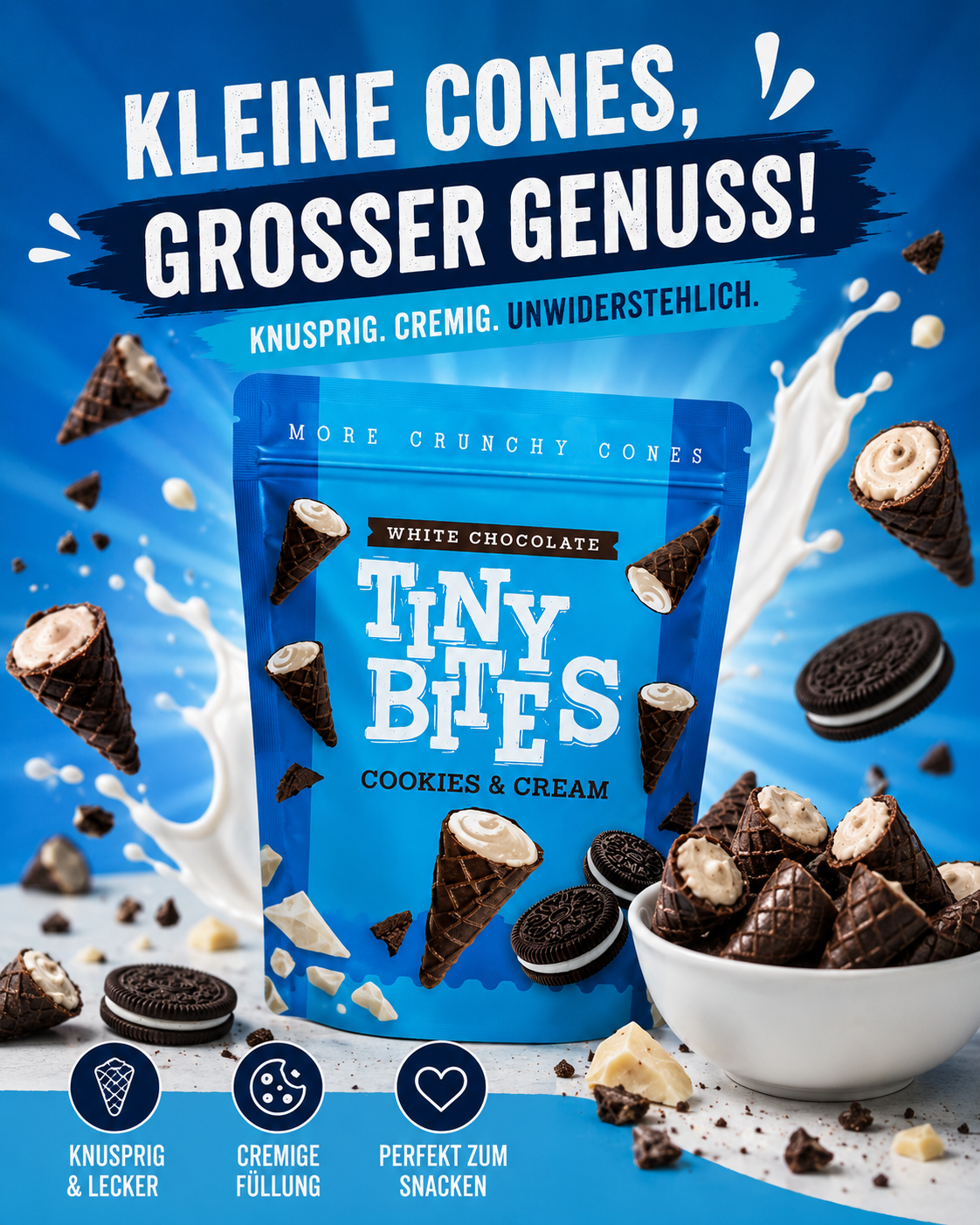Tiny Bites - Crunchy Cones "Cookies & Cream" (80 g)