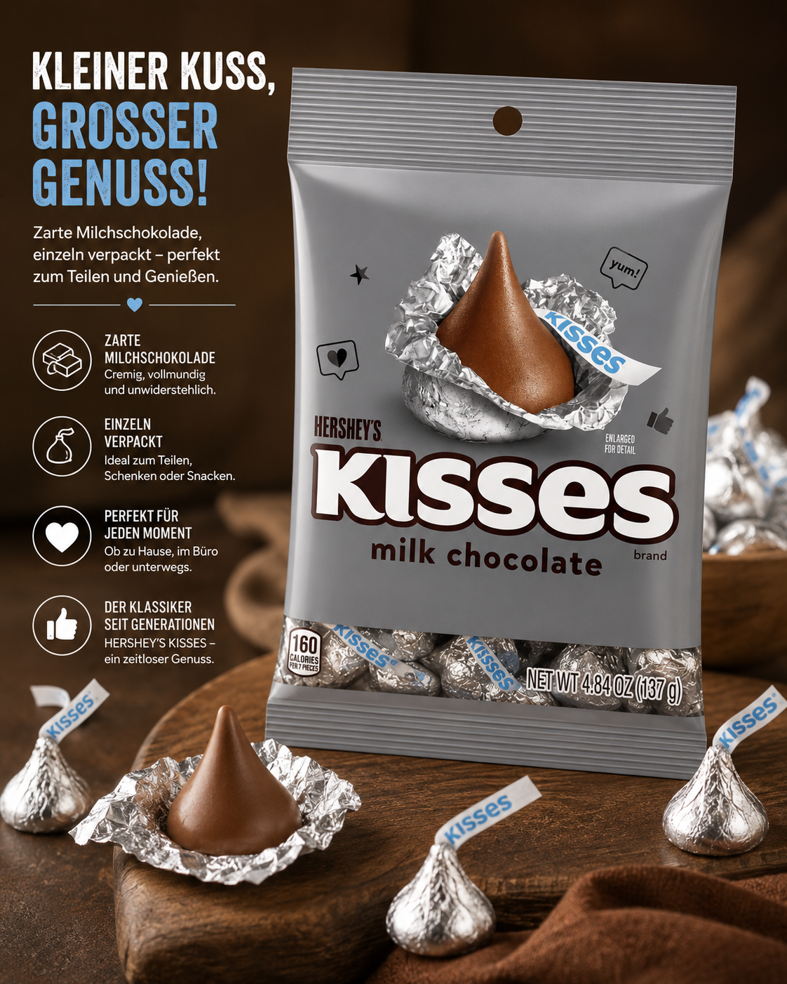 Hershey's - Kisses "Milk Chocolate" (137 g)
