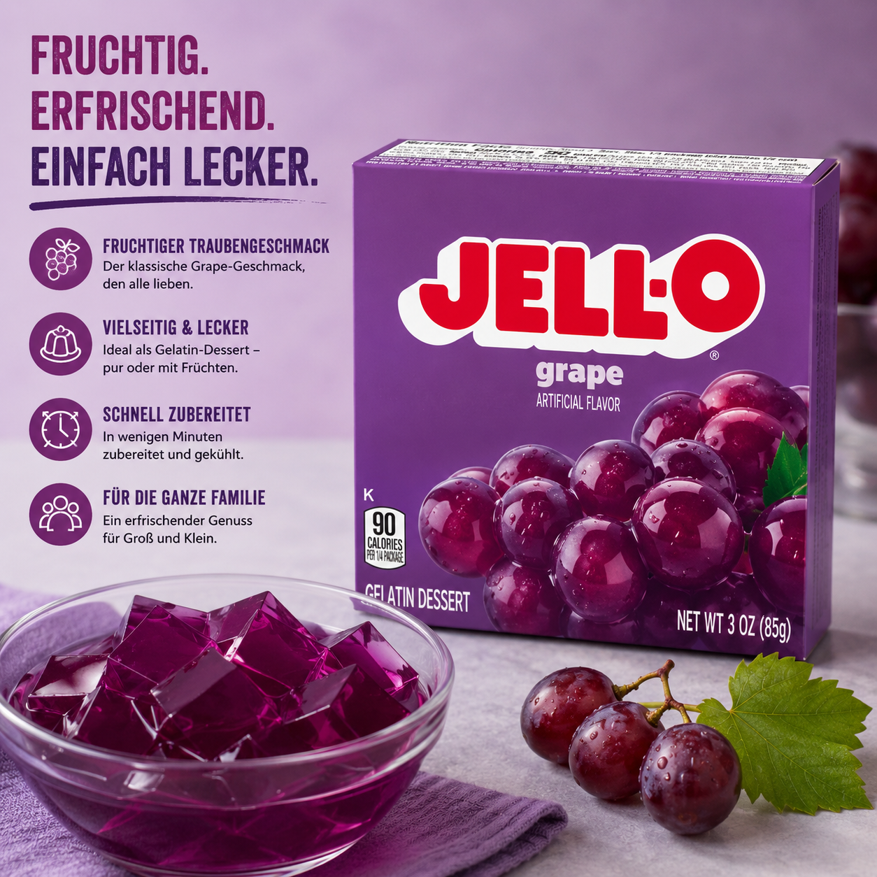 JELL-O - Instant Gelatin Dessert "grape" (85g)