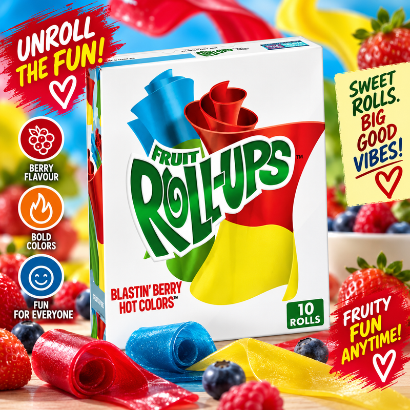 Betty Crocker - Fruit Roll-Ups "Blastin' Berry Hot Colors" (141 g)