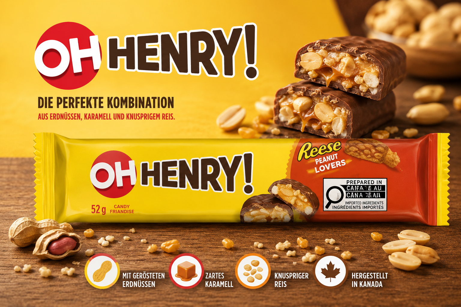 OH HENRY! - Pretzels, Caramel & Chocolate Bar "Reese's Level Up" (42 g)