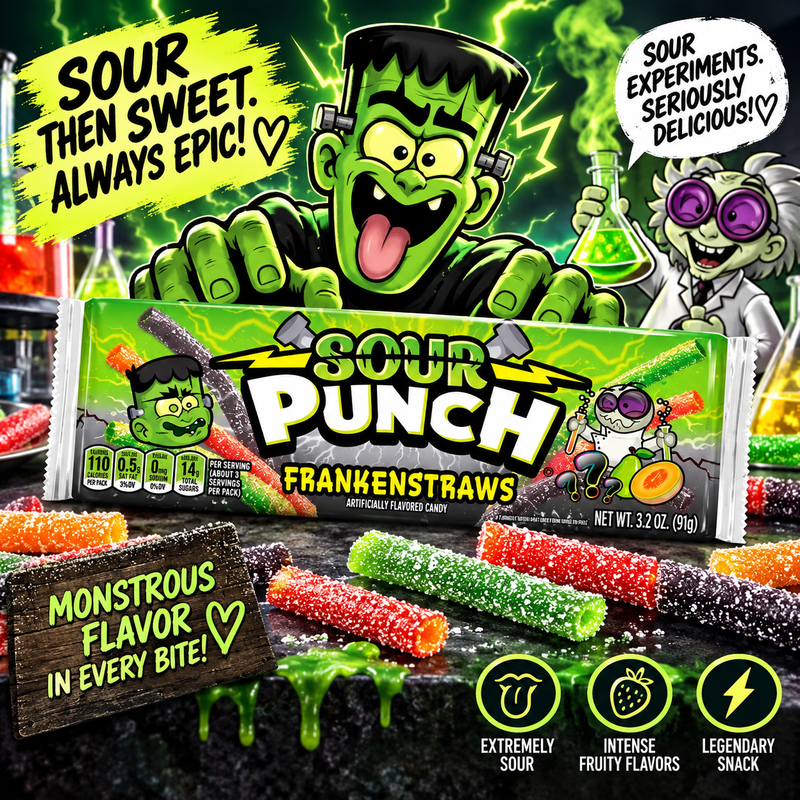 Sour Punch - "FRANKENSTRAWS" (91 g)