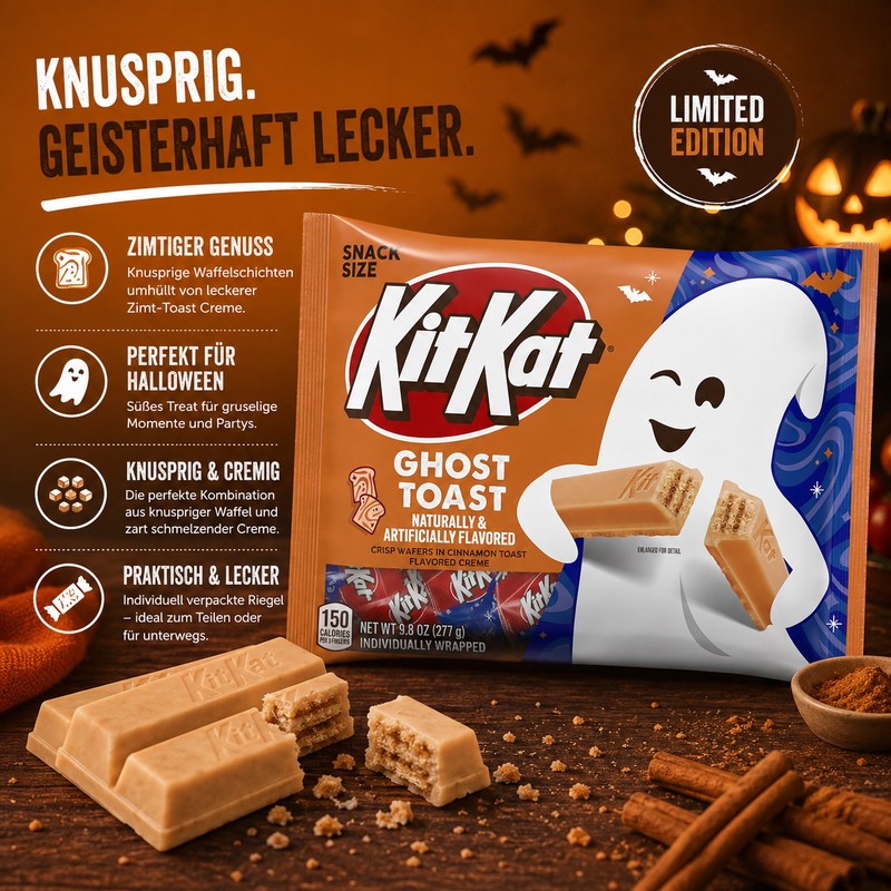 KitKat - Crisp Wafers "Ghost Toast" (277 g) - ca. 20 Stück, einzeln verpackt