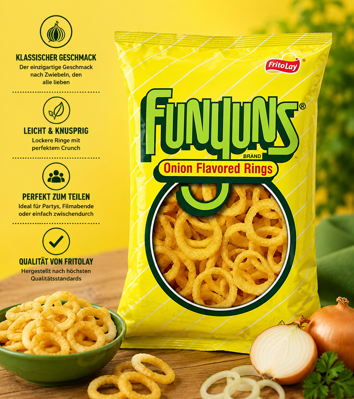 FritoLay - "Funyuns Onion Flavored Rings" (163 g)