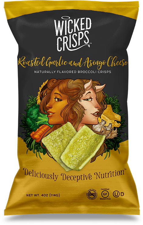 Wicked Crisps - Naturally Flavored Broccoli Crisps "Roasted Garlic and Asiago Cheese" (114 g)