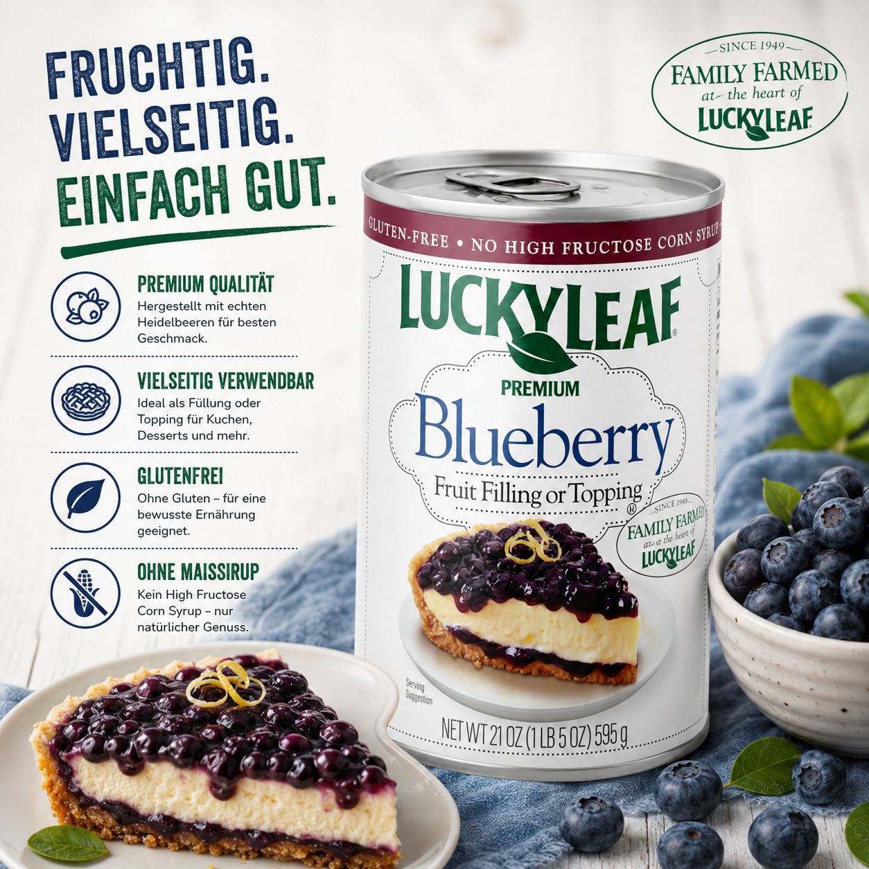 Lucky Leaf - Fruit Filling or Topping "Blueberry" (595 g)