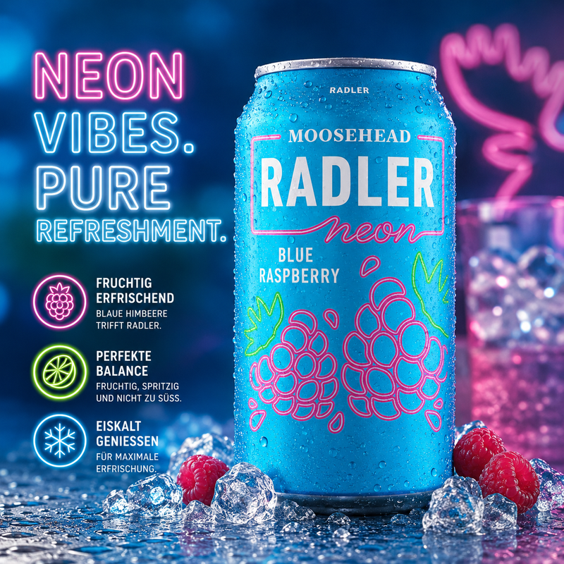 Moosehead - Radler Neon "Blue Raspberry" (355 ml)
