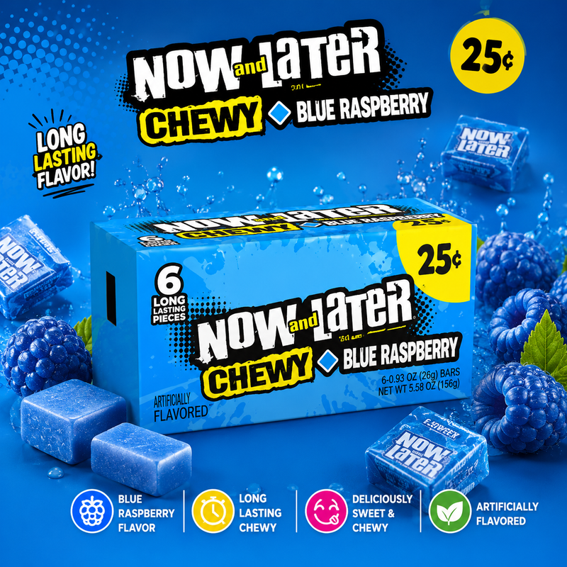 Now and Later - the long lasting chew - "Blue Raspberry" (26 g)