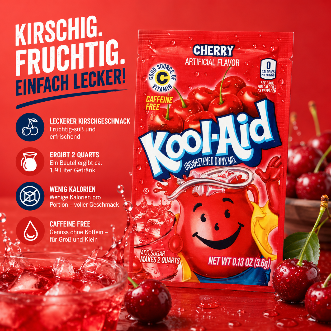 Kool-Aid Cherry Getränkepulver (3,6 g)