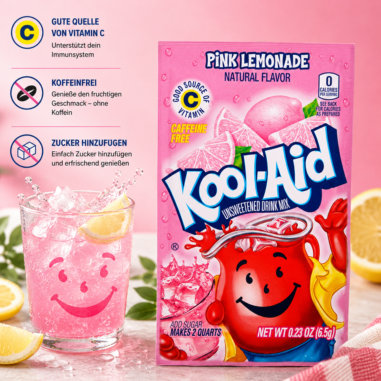Kool-Aid - Instant Drink Mix - "Pink Lemonade" (6,5 g)