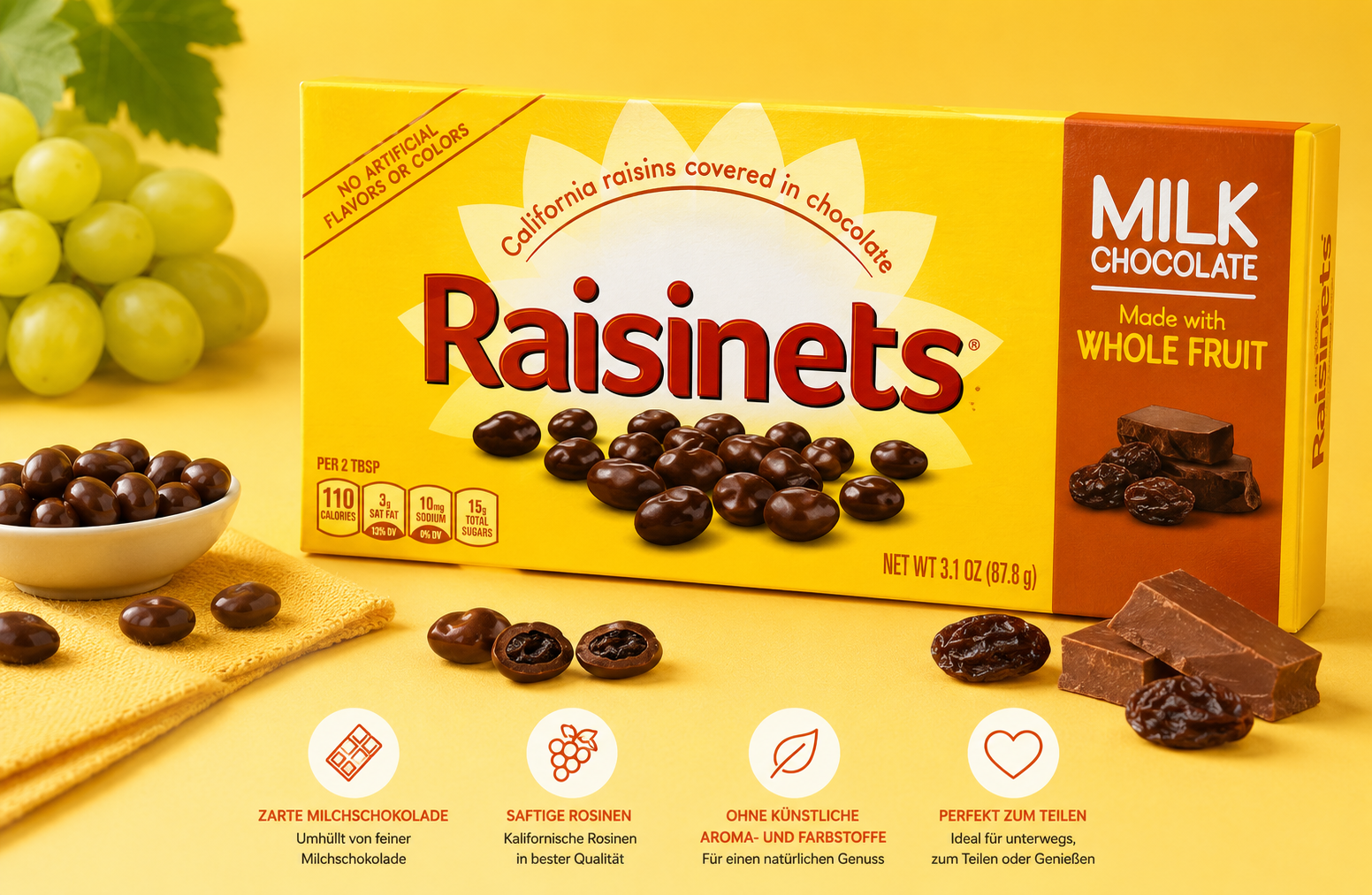 FERRERO - Milk Chocolate made with whole Fruit "Raisinets" (88,0 g)