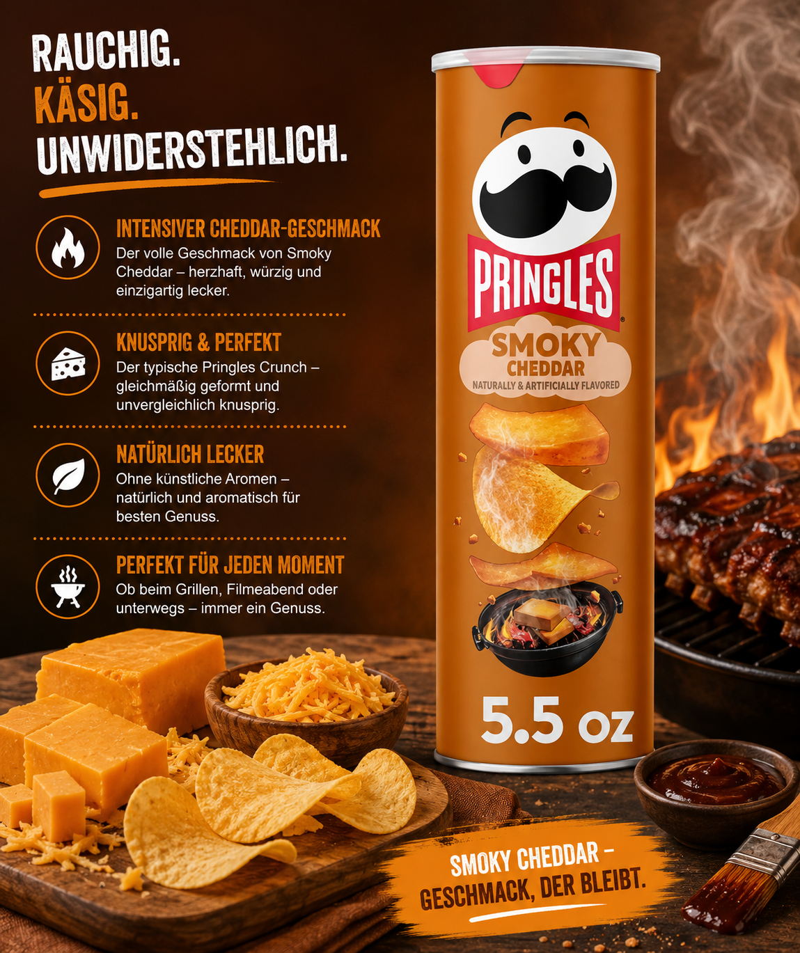 Pringles - Chips "Smoky Cheddar" (158 g)
