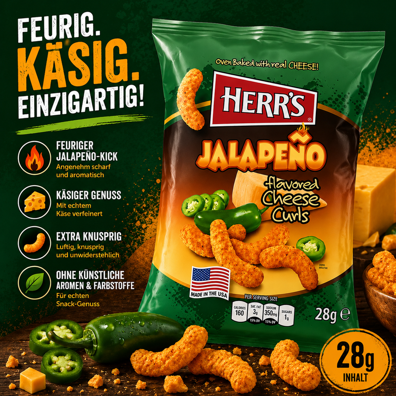 Herr's - flavored Baked Cheese Curls "Jalapeno" (28 g) - SMALL
