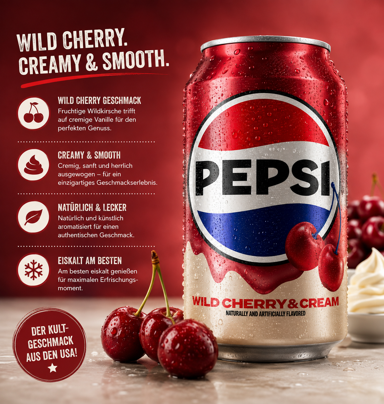Pepsi-Cola - "Wild Cherry & Cream" (355 ml)