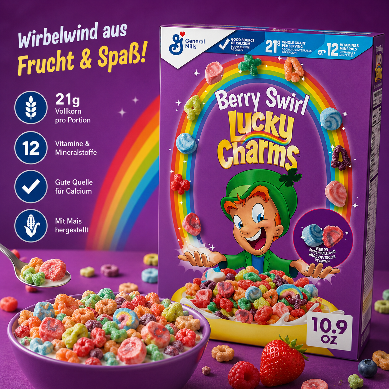 Lucky Charms - Cereal "Berry Swirl" (309 g)