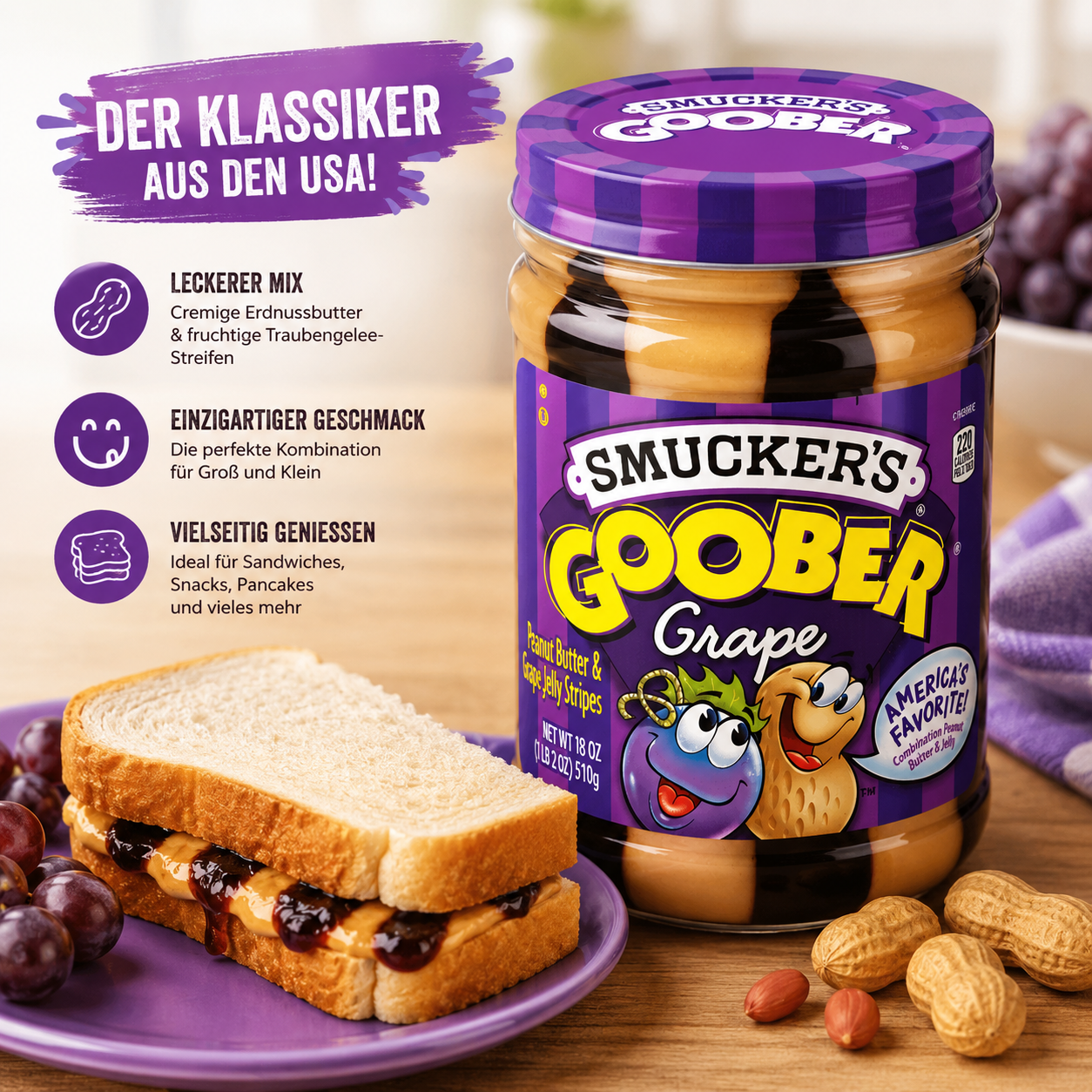 Smucker's - Goober Peanut Butter & Jelly "Grape" (510 g)