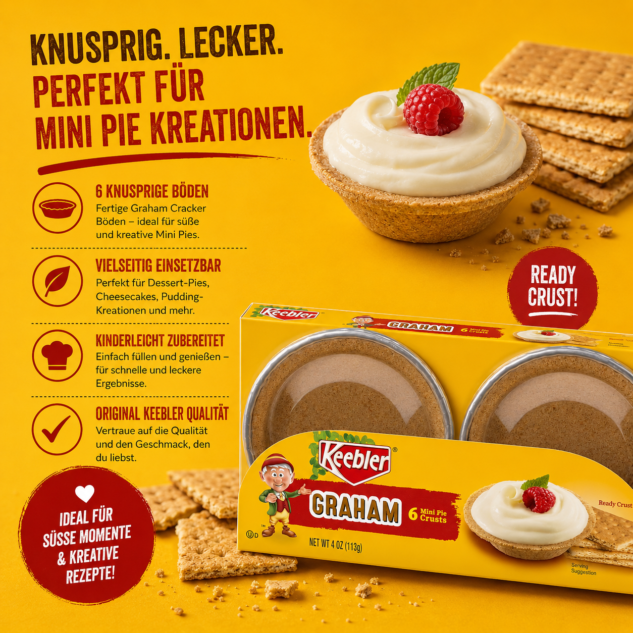 Keebler - 6 Mini Ready Pie Crust "Graham" (113 g)