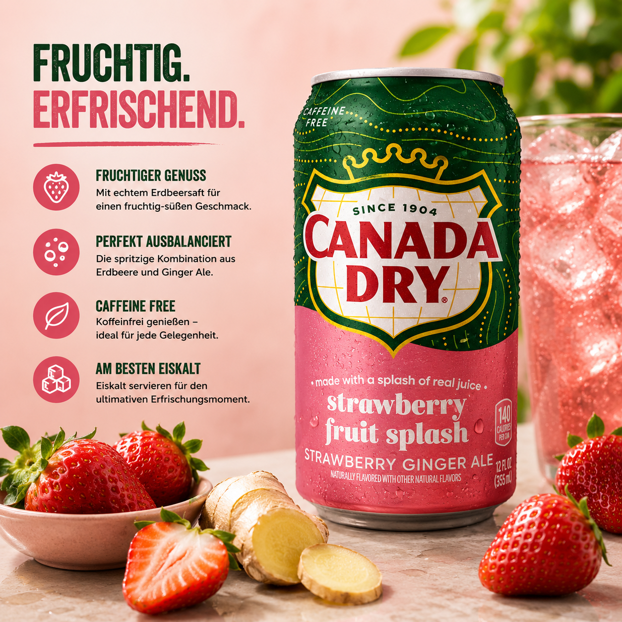 Canada Dry - "Ginger Ale Strawberry" (355ml)