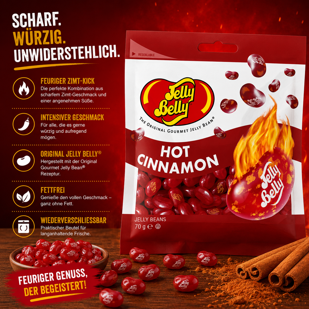 Jelly Belly - Jelly Beans "Hot Cinnamon" (70 g)