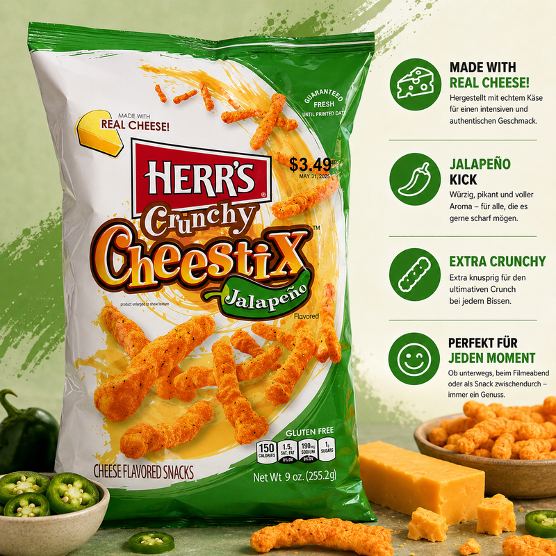 Herr's - Crunchy "Cheestix Jalapeno" (227 g)