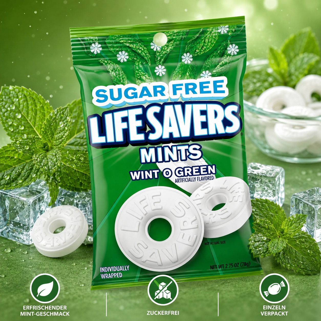 LifeSavers SUGAR FREE - Mints "Wint o Green" (78 g)