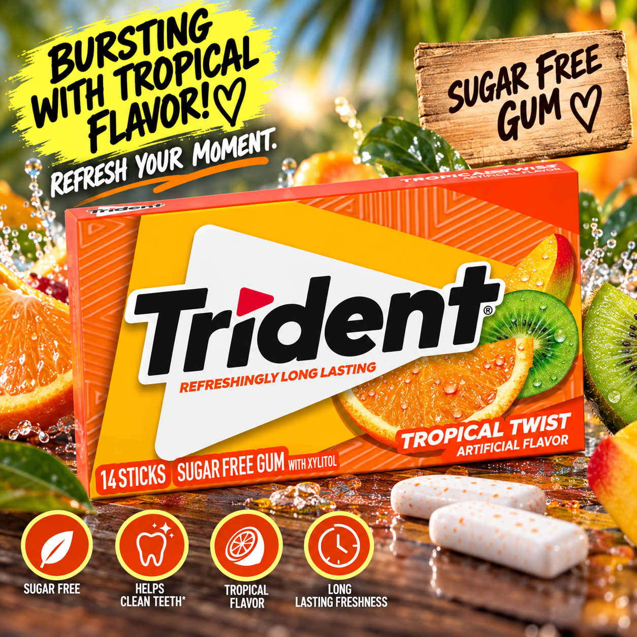 Trident - Sugar Free Gum "Tropical Twist" (26,6 g)