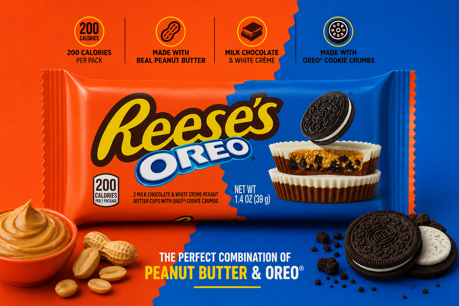 Reese's - White Creme Peanut Butter with "Oreo Cookie Crumbs" (39g)
