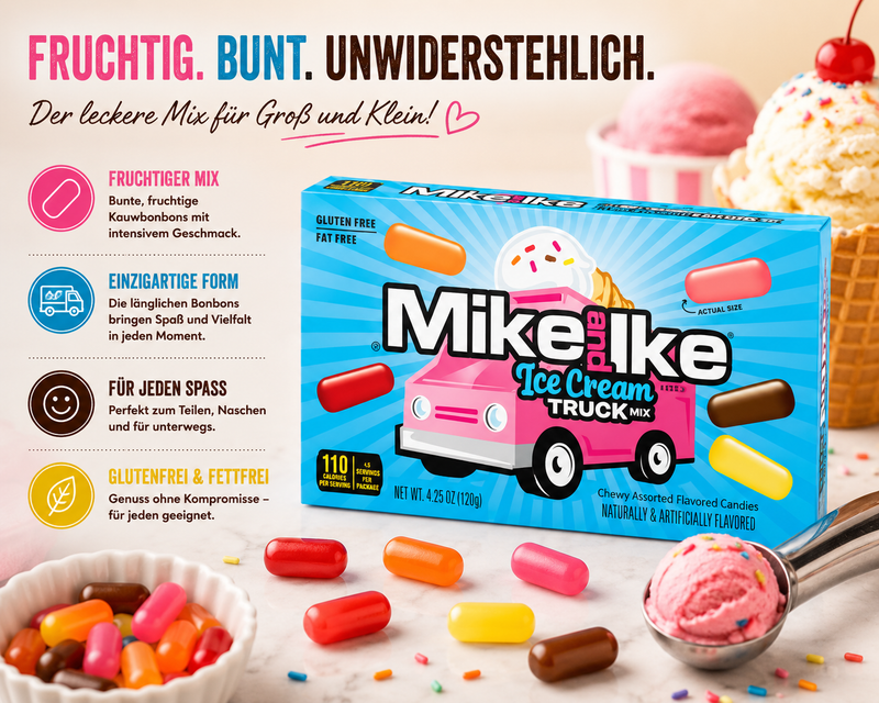 Mike and Ike Ice Cream Truck Mix 120 g – Limited Edition USA Candy