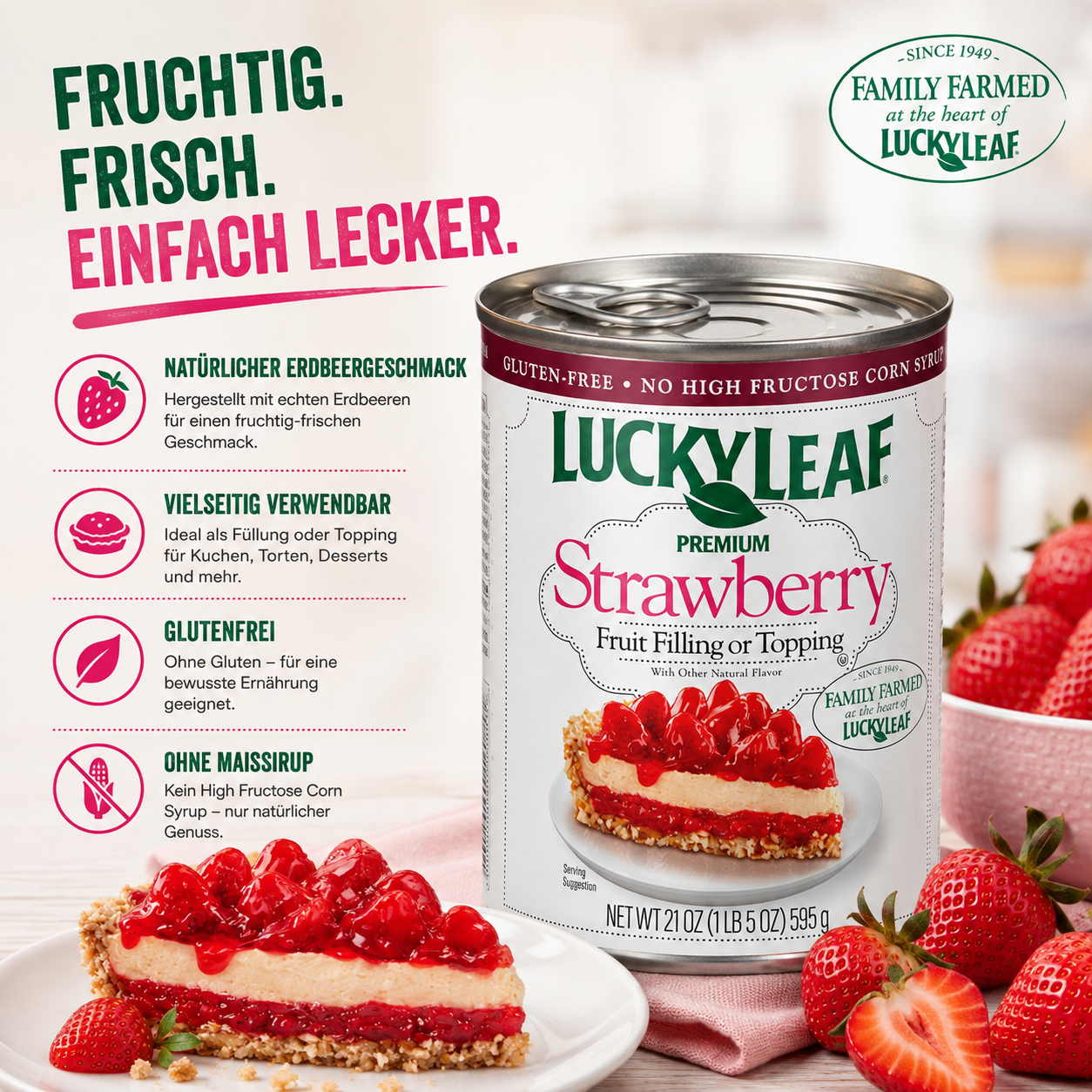 Lucky Leaf - Fruit Filling or Topping "Strawberry" (595 g)