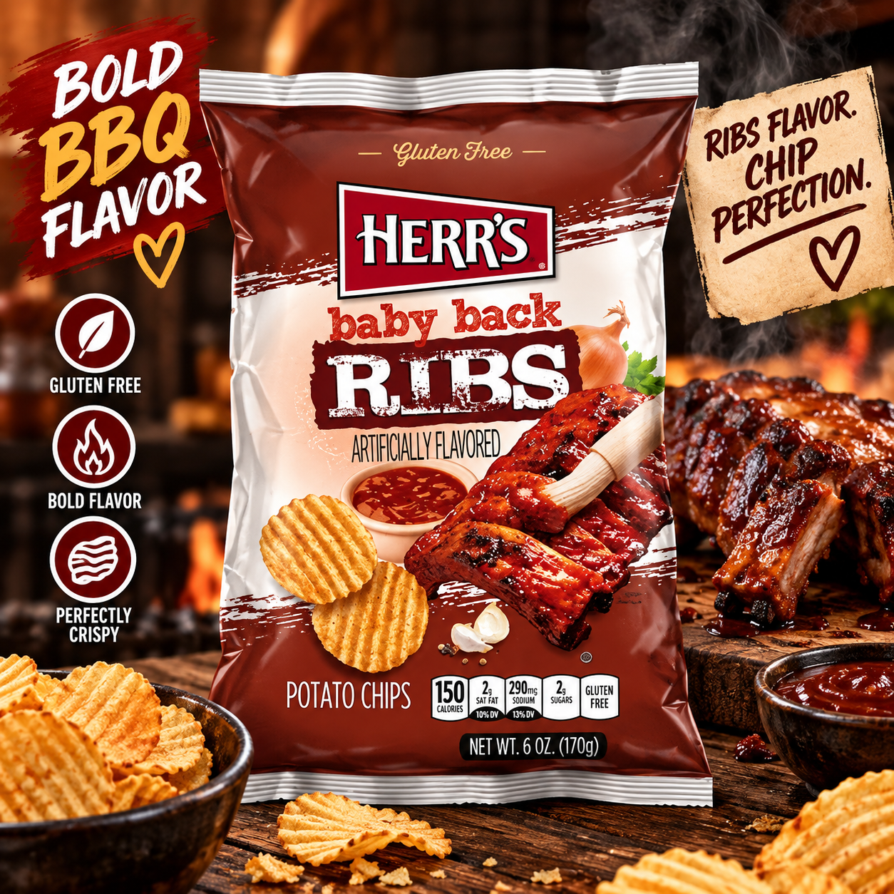 Herr's - Potato Chips "Baby Back Ribs" (170 g)