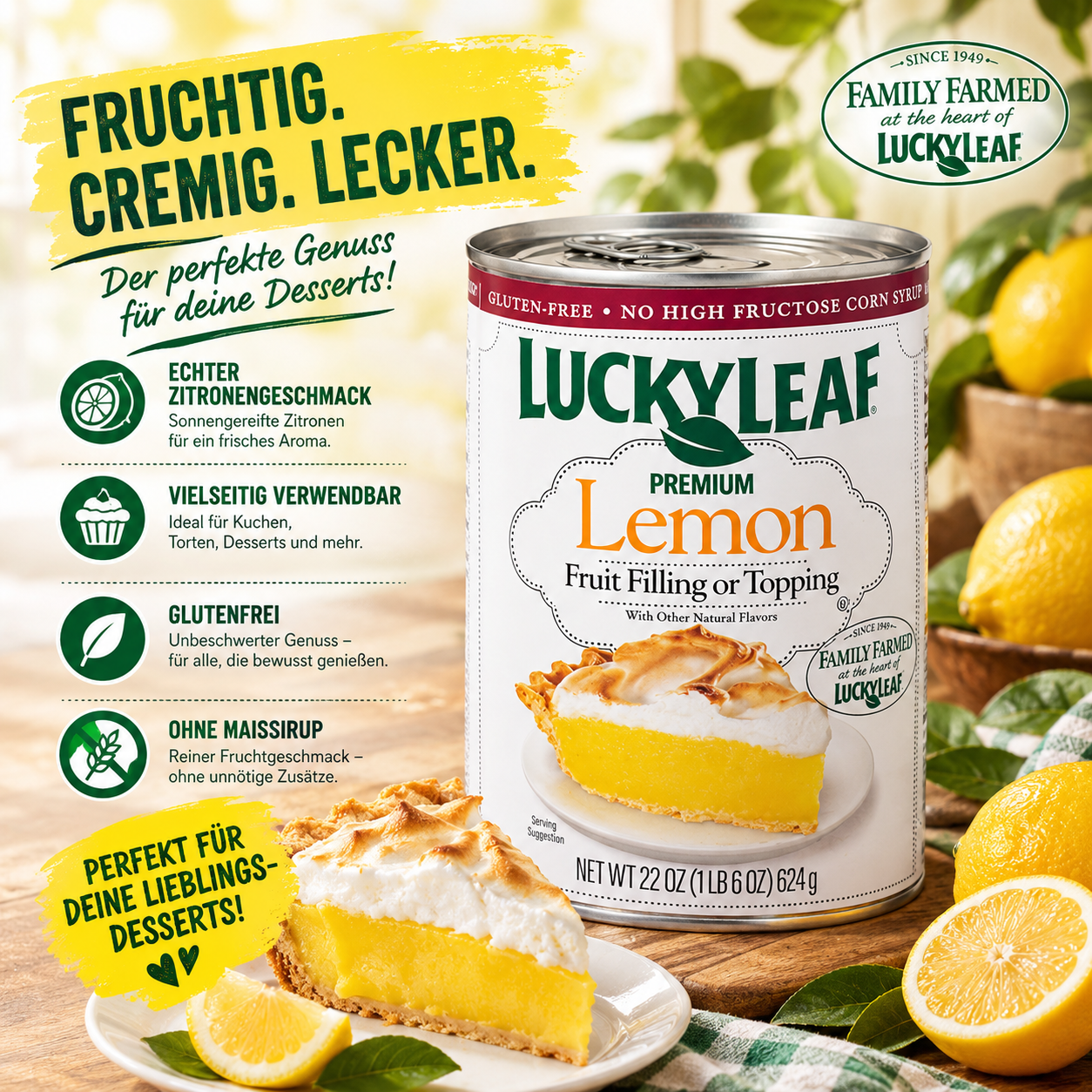 Lucky Leaf - Fruit Filling or Topping "Lemon" (624 g)